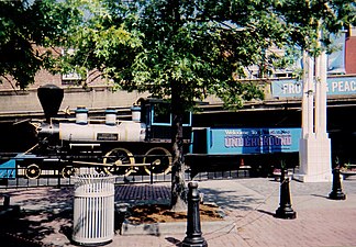 Six Gun Territory No. 4, a 4-4-0 steam locomotive on display at the entrance of the revamped Underground. This locomotive was sold to the Kirby Family Farm in 2017.