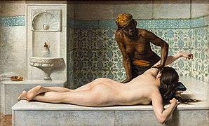 Édouard Debat-Ponsan, El masaje Hammam (1883)