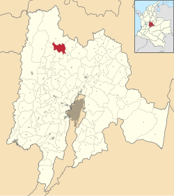 Location of the municipality and town inside Cundinamarca Department of Colombia