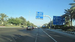 The E30 highway from Abu Dhabi City to Al Ain City, going through Musaffah