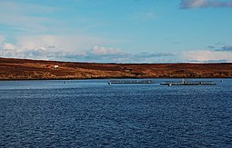 A fish farm in Gutter Sound, at the western side of Fara