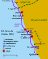 سفرهای واسکو دو گاما در ساحل هند در ۱۵۰۲ میلادی.