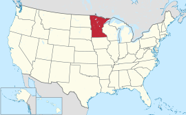 نقشه ایالت‌های آمریکا همراه برجسته‌بودن مینه‌سوتا