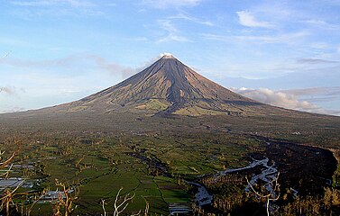 Mount Mayon in Albay the most active volcano in the Philippines