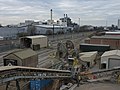 Rail unloading facilities at Hayes Tarmac works; the old Nestlé factory is in the background (2011)