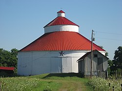 A round barn in the eastern part of the township