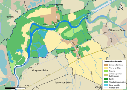 Carte des infrastructures et de l'occupation des sols en 2018 (CLC) de la commune.