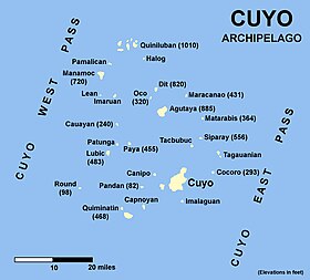 Carte des îles Cuyo.