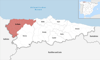 Die Lage der Comarca Eo-Navia in der autonomen Gemeinschaft Asturien