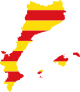 Flag map of Greater Catalonia (Països Catalans)