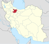Kort over Iran med Qazvīn markeret