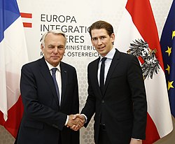 Rencontre entre Jean-Marc Ayrault et Sebastian Kurz à Vienne en mai 2016.