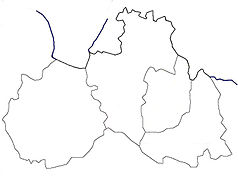 Mapa konturowa kraju libereckiego, na dole po prawej znajduje się punkt z opisem „Jilemnice”