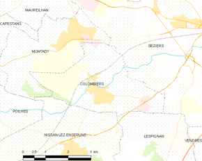 Poziția localității Colombiers