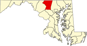 Map of Maryland highlighting Carroll County