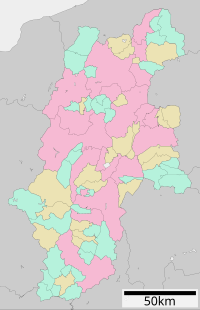 上田城の位置（長野県内）