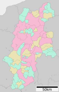 田淵行男記念館の位置（長野県内）