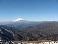 山頂から富士山と南アルプス