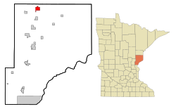 Location of the city of Sturgeon Lake within Pine County, Minnesota