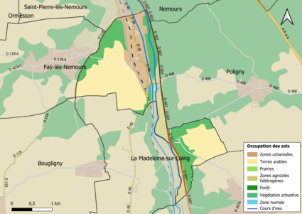 Carte des infrastructures et de l'occupation des sols en 2018 (CLC) de la commune.