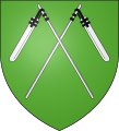 Blason de la ville d'Oberdorf : De sinople à deux fléaux d'argent liés de sable et posé en sautoir.