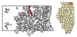 Location of Fox Lake in Lake County, Illinois.