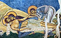 Pietà v freskah, ki jih najdemo v cerkvi svetega Pantelejmona, Gorno Nerezi,, 1164