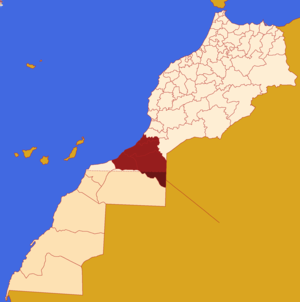 Localização da região em Marrocos. Sara Ocidental incluído.