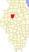Harta statului Illinois indicând comitatul Peoria