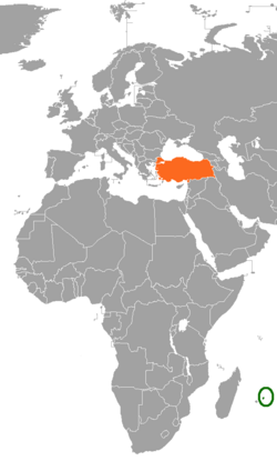 Haritada gösterilen yerlerde Mauritius ve Turkey