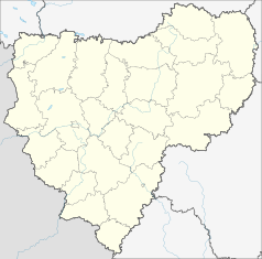 Mapa konturowa obwodu smoleńskiego, blisko lewej krawiędzi znajduje się punkt z opisem „Rudnia”