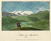 "Andes near Alparmarca, Peru: Sketched from an Elevation of 16,000 Feet", illustration from the South American portion of the United States Exploring Expedition, digitally restored