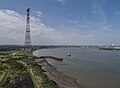 Aerial view of the 190 metre [623 feet] Kent tower and Queen Elizabeth suspension bridge.