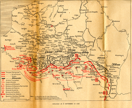 Carte montrant les positions au début de la bataille.