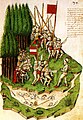 La bataille de Morgarten le 15 novembre 1315 entre les Confédérés et les troupes de Léopold Ier d'Autriche