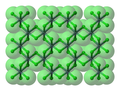 Space-filling model of cubic close packing of chloride ions in the crystal structure of CrCl3