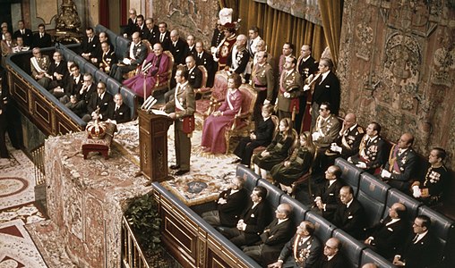 Proclamació com a rei el 22 de novembre de 1975 davant les Corts franquistes