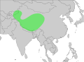Areál rozšíření supa himálajského (zeleně)