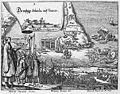1669年赫伯特（Albrecht Herport（德语：Albrecht Herport））《東印度旅行短記》（Ostindianische Reißbeschreibung）書中的鄭成功攻臺之役插圖，此為少數有繪出1660年揆一在下堡所增建東北稜堡的繪圖