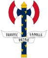 （非官方） 法兰西国（维希法国）元首菲利普·贝当的标志，展示“Travail, Famille, Patrie”（劳动，家庭，祖国）的口号。这个弗朗奇斯卡曾经只是贝当的标志，但很快也在官方文档里面被用作该政权的正式的标志。 1940–1944