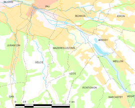 Mapa obce Mazères-Lezons