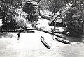 Dugout canoes at Maroon village, Suriname River, 1955