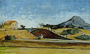 Paul Cézanne — Paisaje con obras de una línea de ferrocarril