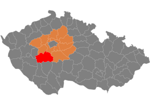 Lokasi daerah di Wilayah Bohemia Tengah di Republik Czech