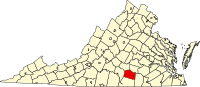 Map of Virginia highlighting Lunenburg County