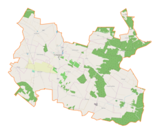 Mapa konturowa gminy Pierzchnica, blisko centrum na lewo znajduje się punkt z opisem „Pierzchnica”