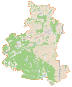 Mapa konturowa powiatu starogardzkiego, po prawej nieco u góry znajduje się punkt z opisem „Kolincz”