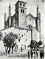 L'antico campanile con il duomo ancora in costruzione in una foto anteriore al 1906.