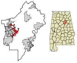 Location of Odenville in St. Clair County, Alabama.