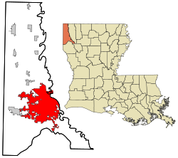 Localização na paróquia de Caddo